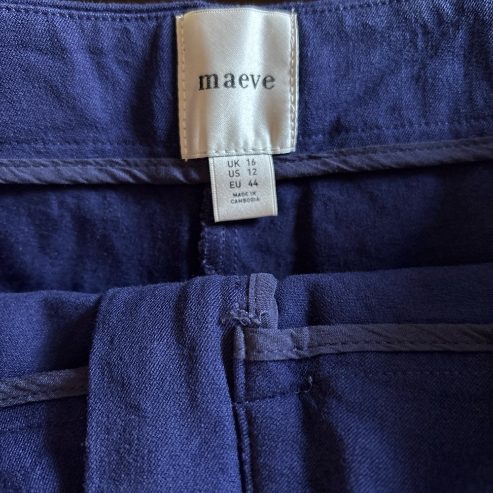 ANTHROPOLOGIE Maeve Zippered Micro Shorts Navy Blue Size 12 Disco Nautical - Picture 7 of 7